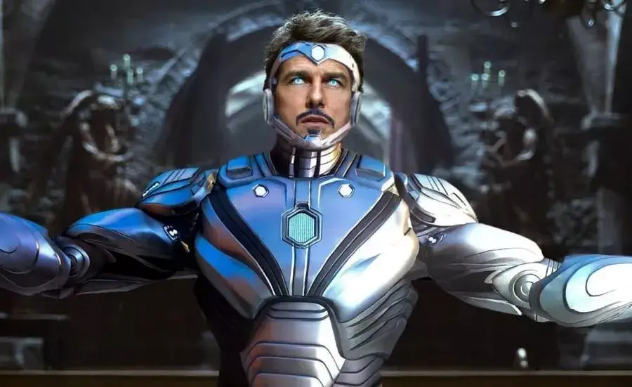 Tom Cruise as Superior Iron Man suit in silver color